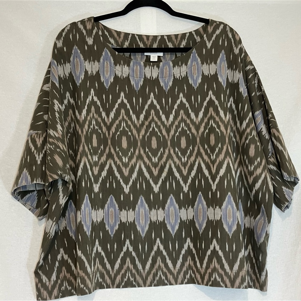 Pure Jill Aztec Bohemian Crop Top J. Jill Southwestern Cotton Shirt Size Large